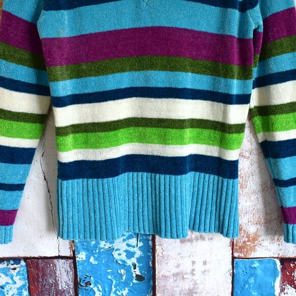 Women's Faded Glory Stretch Sweater V-Neck Striped MEDIUM Multicolor - Picture 5 of 12